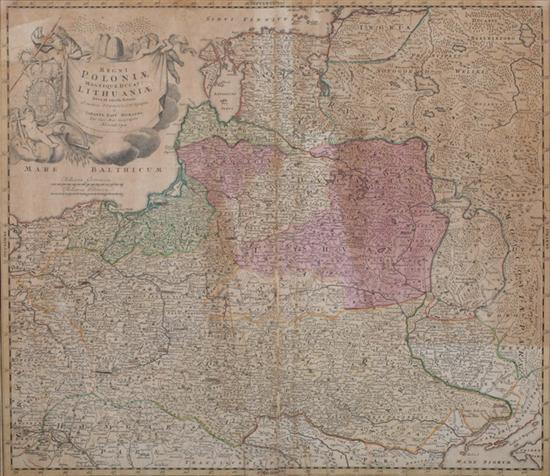 Appraisal: MAP OF POLAND AND LITHUANIA by Johann Baptiste Homann Nuremberg