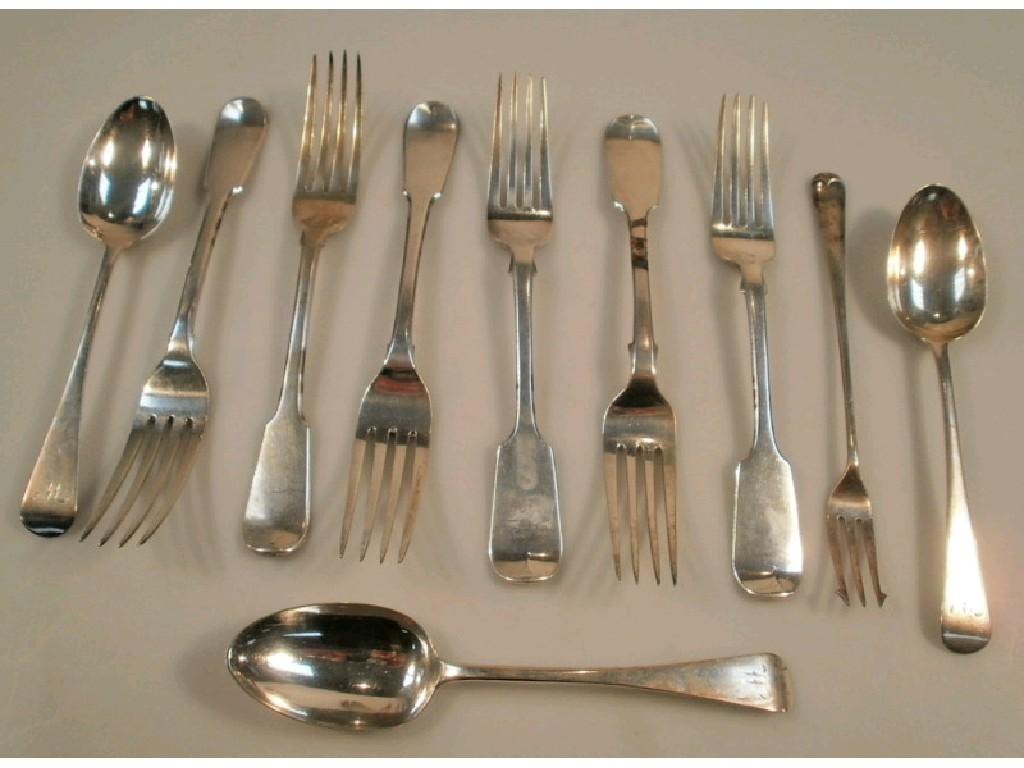 Appraisal: A composite set of six Victorian silver fiddle pattern dinner