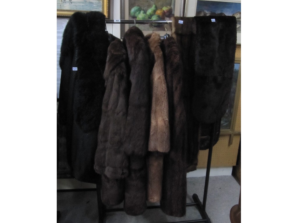 Appraisal: Five fur coats and two scarves