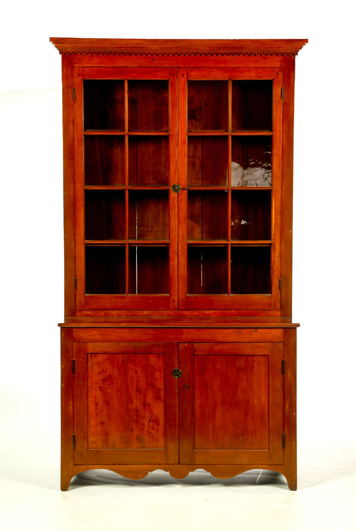 Appraisal: ONE-PIECE STEPBACK CUPBOARD American nd quarter- th century cherry poplar