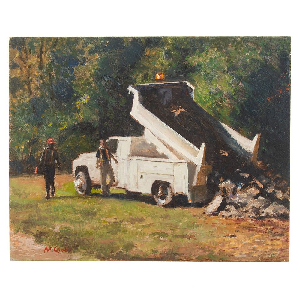 Appraisal: Nathaniel K Gibbs Unload oil on panel American - Oil