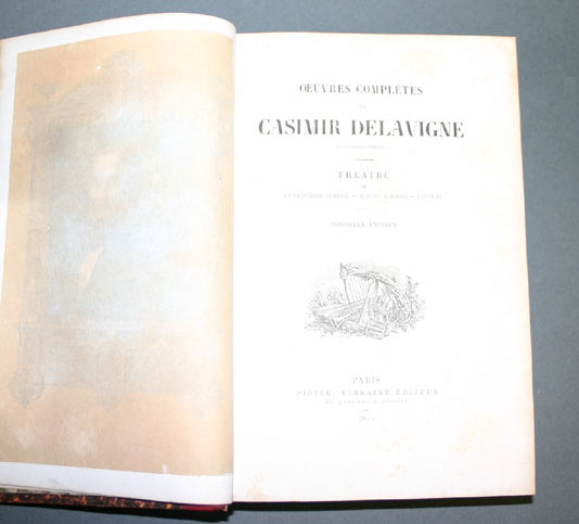 Appraisal: Delavigne Casimir Oeuvres Completes Nouvelle edition Vols Paris Didier vo