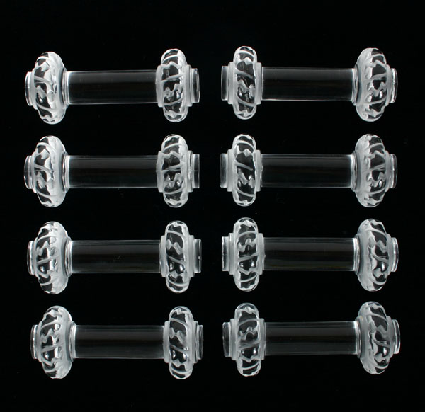 Appraisal: Eight Lalique knife rests crystal cylinder with frosted ends Saint