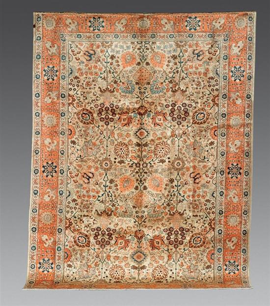 Appraisal: Antique Persian Tabriz carpet ' x ' Provenance Property from