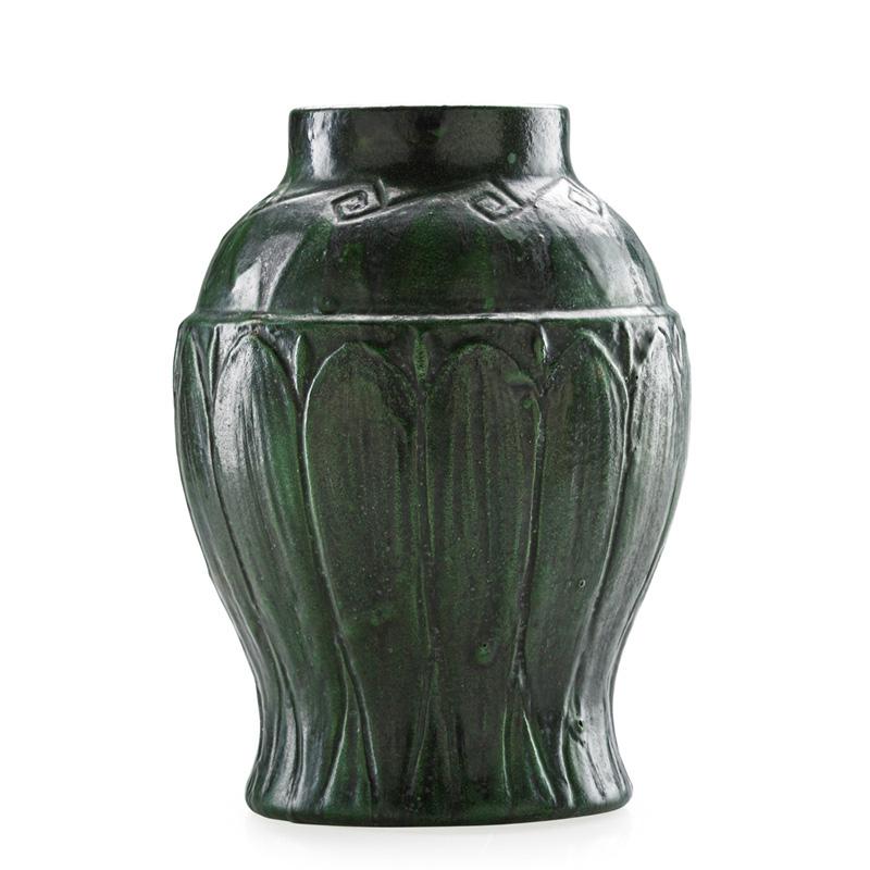 Appraisal: WHEATLEY Vase with stylized leaves Condition Report Overall excellent condition