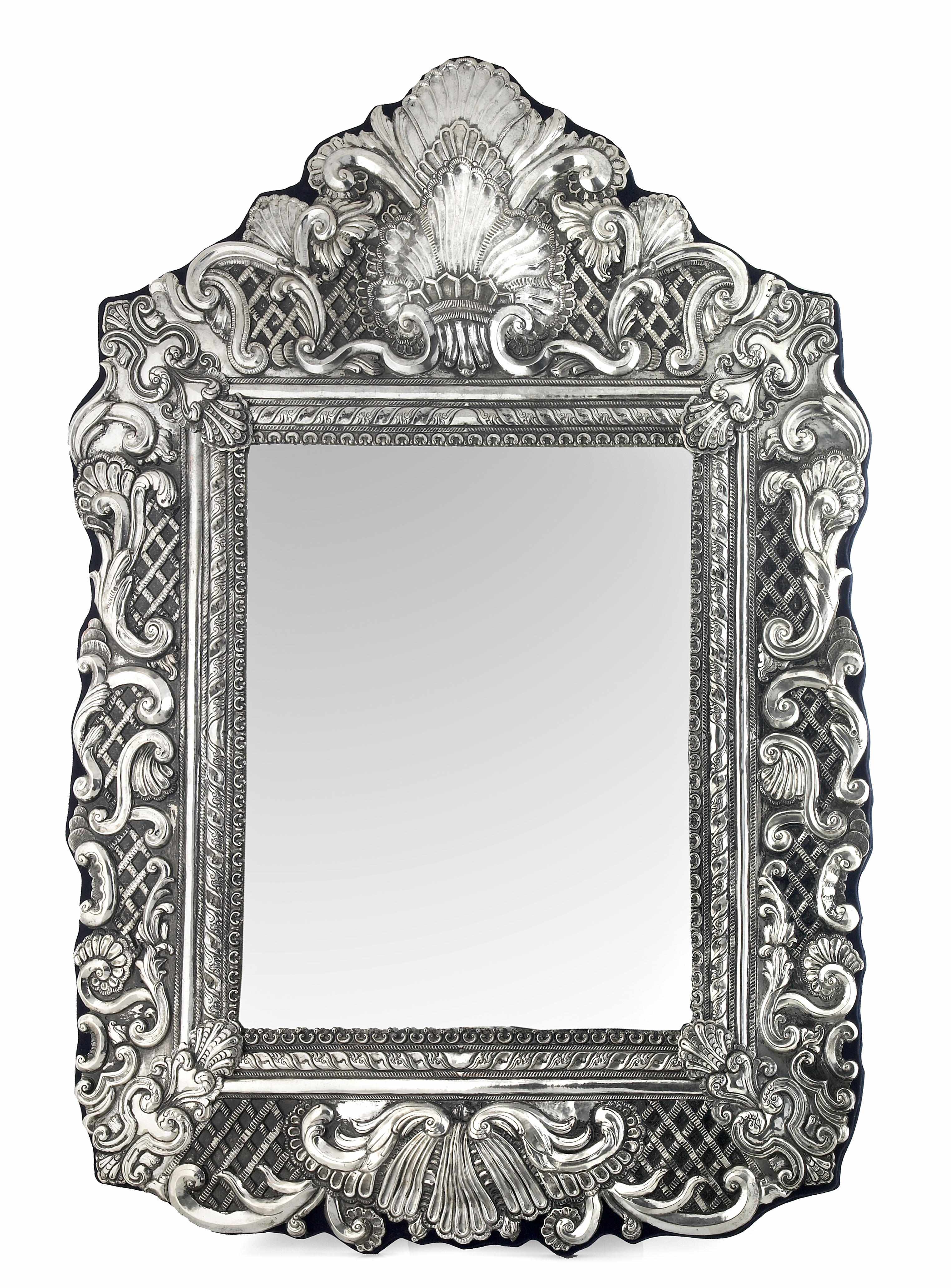 Appraisal: A lady's dressing table mirror with plated metal Spanish colonial