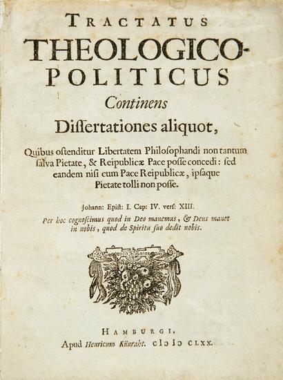 Appraisal: SPINOZA Baruch later Benedictus de - Tractatus theologico-politicus continens dissertationes