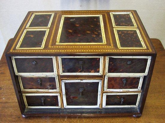 Appraisal: A th Century Indo-Portuguese tortoiseshell ivory and kingwood table cabinet