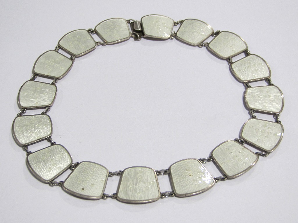 Appraisal: Norwegian silver and cream enamel necklace by Karl A Rasmussen