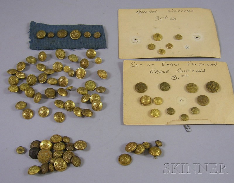 Appraisal: Collection of Mostly th Century U S Military Brass Buttons