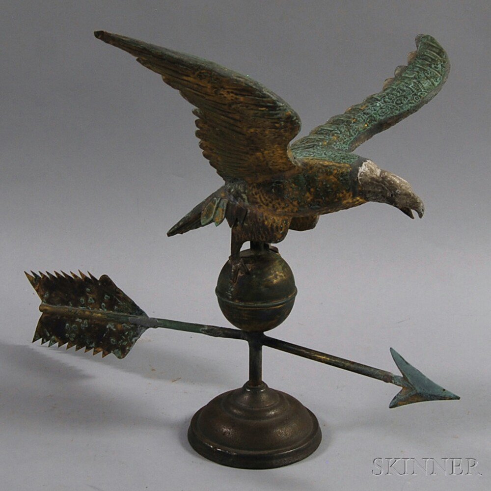 Appraisal: Gilt and Molded Copper Eagle Weathervane early th century the