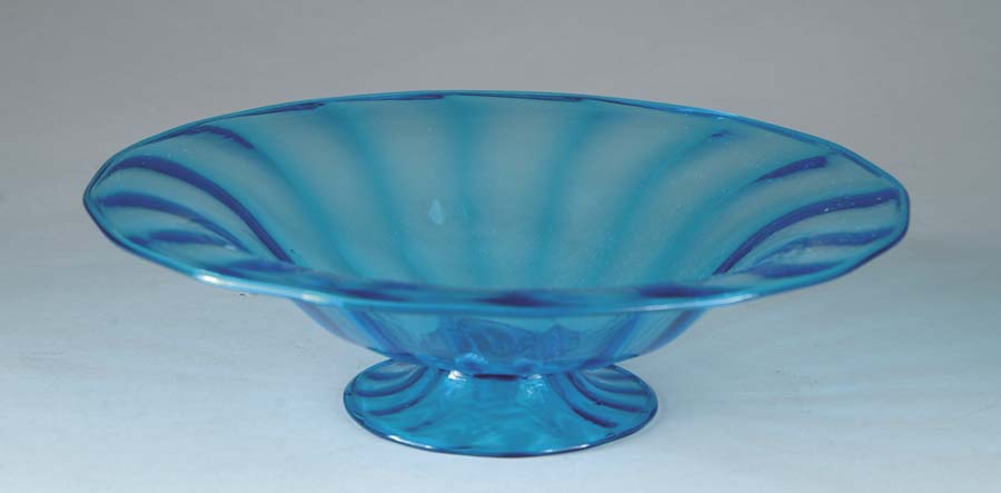 Appraisal: STEUBEN MARINA BLUE BOWL Centerpiece bowl with slight vertical ribbing