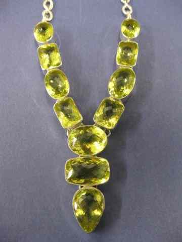 Appraisal: Lemon Citrine Sterling Silver Necklace gems totaling over carats ''