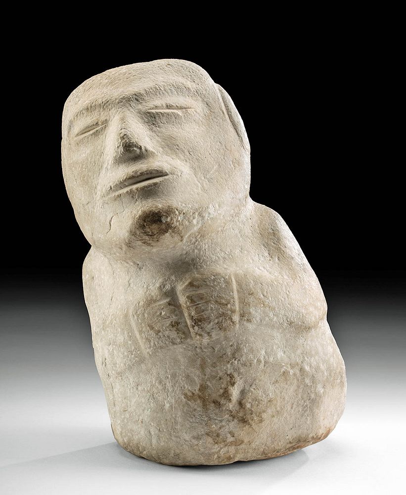 Appraisal: Early Maya Limestone Figure with Clasped Hands Pre-Columbian Mexico Yucatan