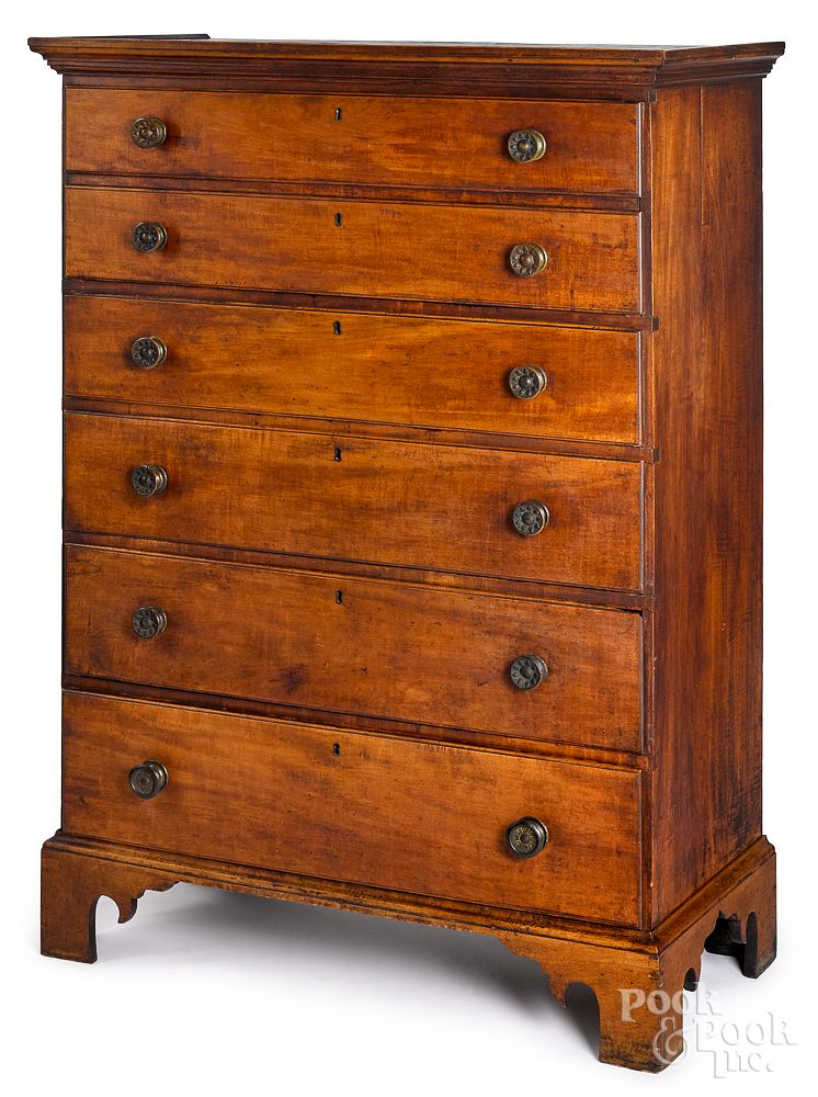 Appraisal: New England Chippendale maple tall chest New England Chippendale maple