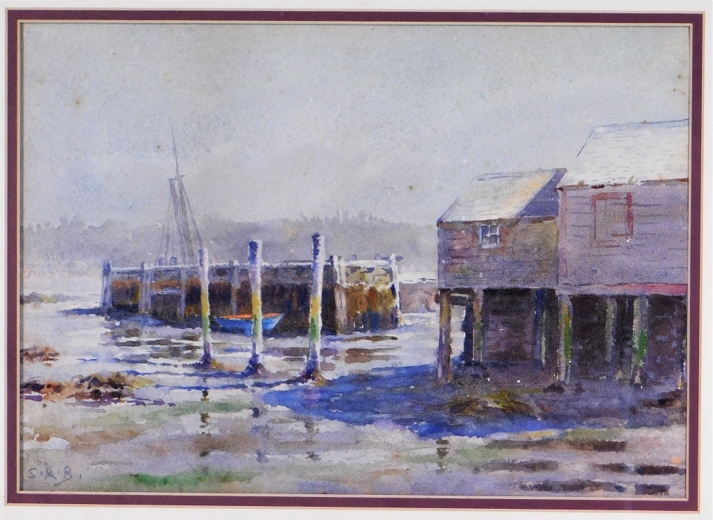 Appraisal: SYDNEY R BURLEIGH WINTER HARBOR WC PAINTING Rhode Island -