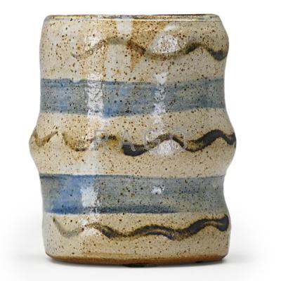 Appraisal: PETER VOULKOS - Early glazed stoneware vase with stripes s