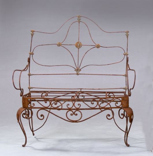 Appraisal: American Late Victorian-Style Iron Garden Bench comprised of an antique