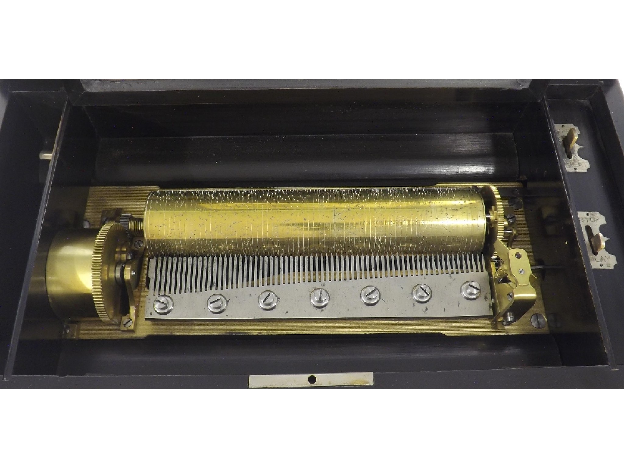 Appraisal: Swiss music box playing on eight airs the cylinder within