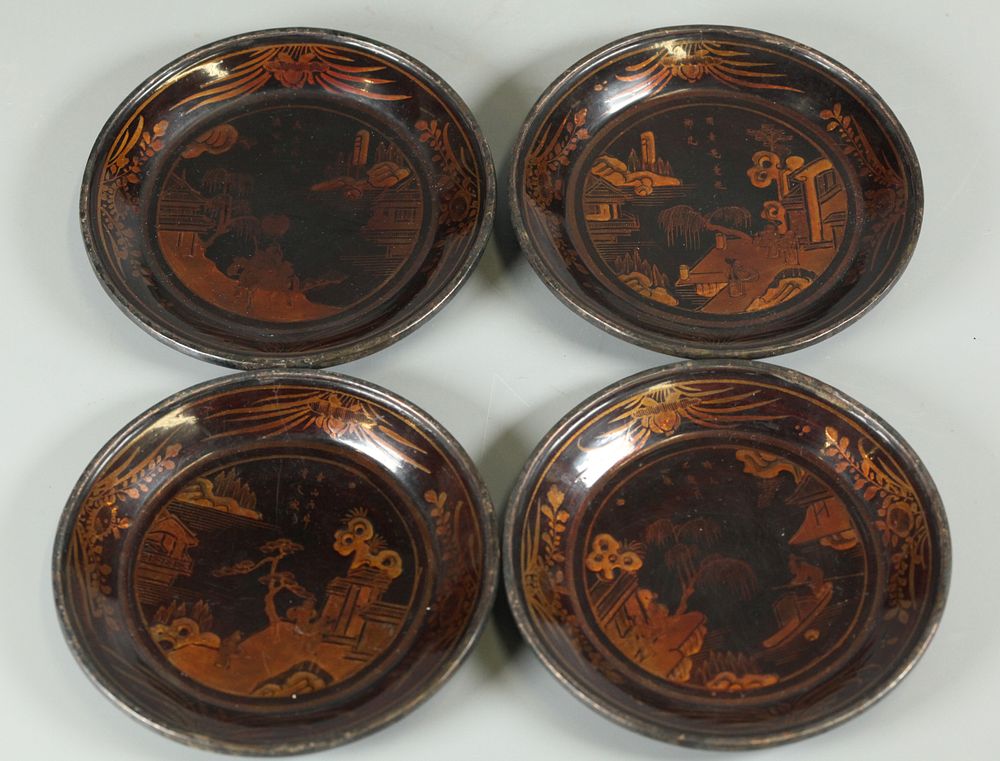 Appraisal: set of Chinese lacquer plates possibly th c each in