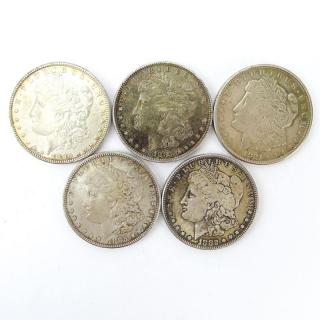 Appraisal: Lot of Five - U S Morgan Silver Dollars Mint