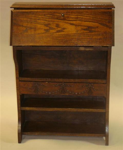 Appraisal: ENGLISH OAK REVIVAL DROP-FRONT DESK interior fitted with several compartments