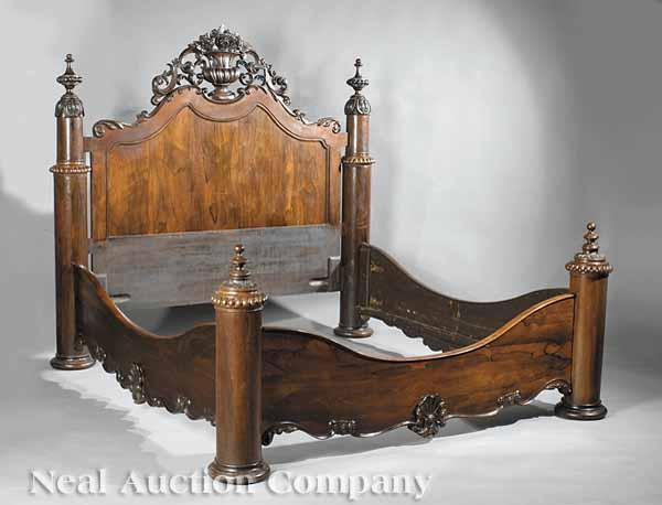 Appraisal: An Important American Rococo Carved Rosewood Bedstead c New Orleans