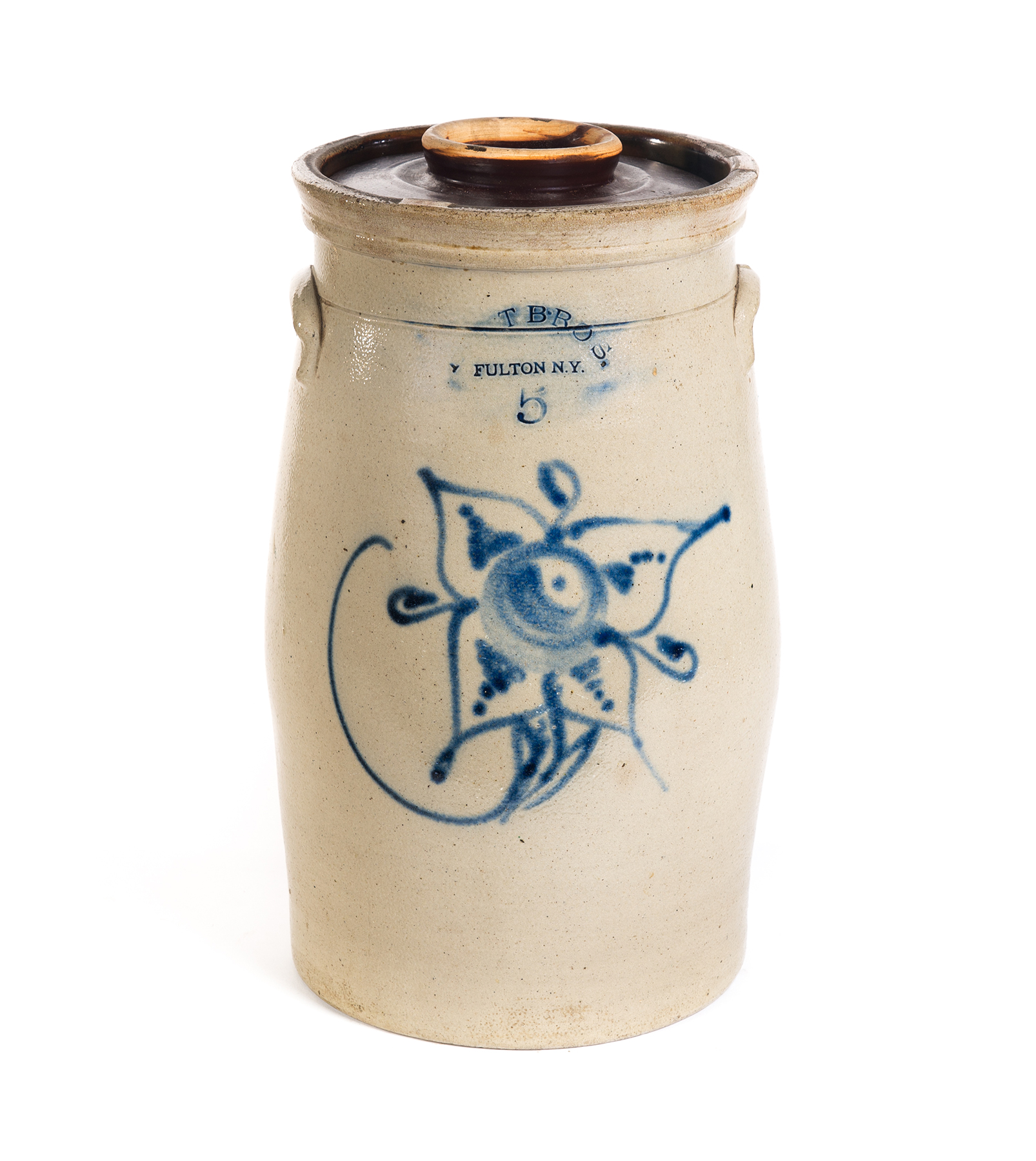 Appraisal: NEW YORK STONEWARE CHURN Second half- th century Brushed cobalt