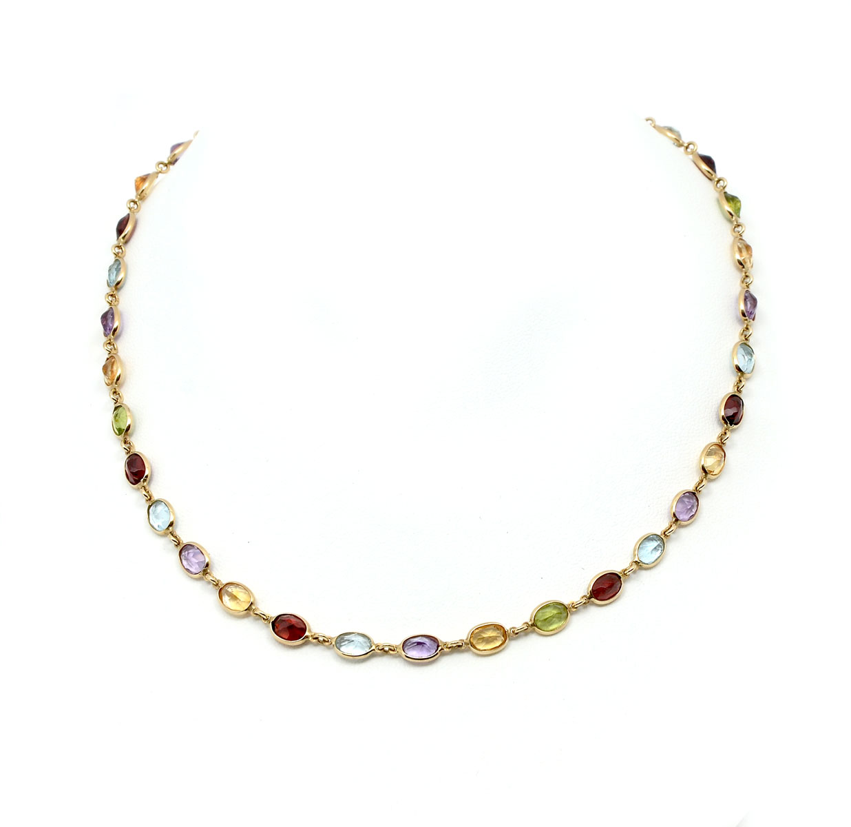 Appraisal: MARCO BICEGO K MULTI GEMSTONE BEZEL SET NECKLACE oval mixed