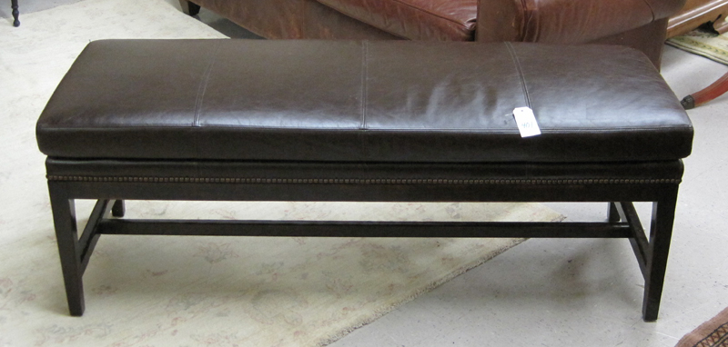 Appraisal: LEATHER BEDROOM BENCH Bernhardt Furniture Company dated a rectangular bench