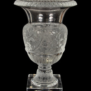 Appraisal: A Lalique Versailles Vase Height x diameter of rim inches