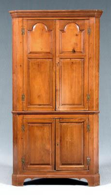 Appraisal: American Chippendale corner cupboard walnut with yellow pine secondary tombstone