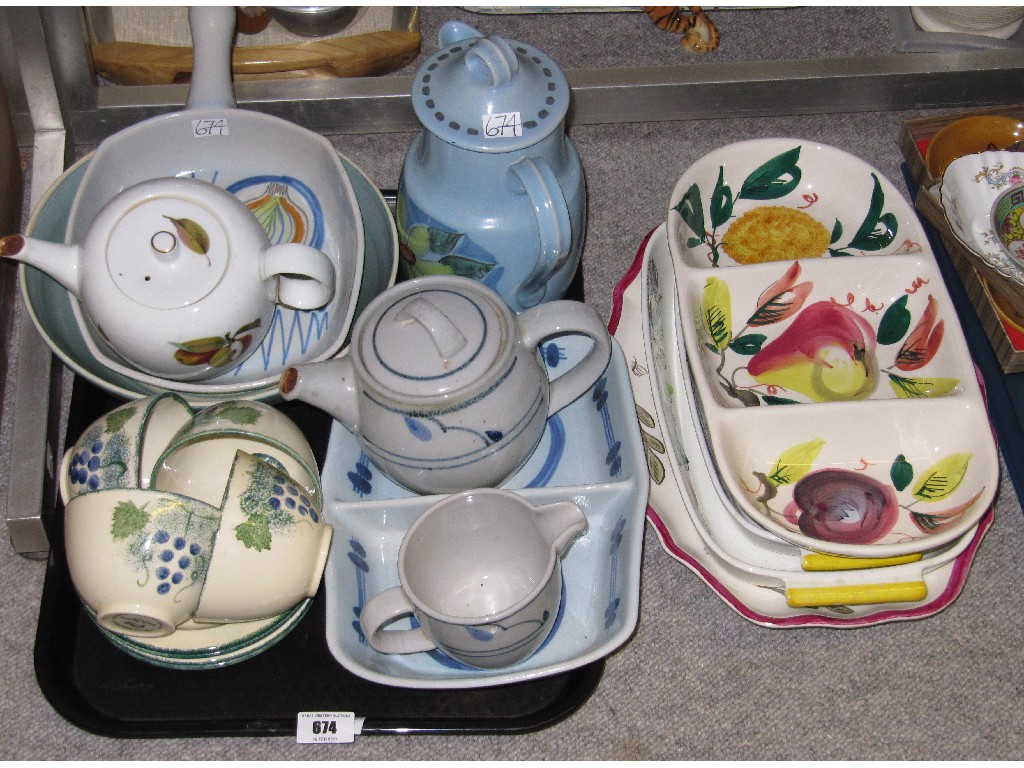 Appraisal: Tray lot of assorted stoneware pottery kitchenware to include Poole