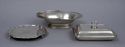 Appraisal: THREE GEORGIAN ARMORIAL SILVER TABLE ARTICLES Comprising a George II