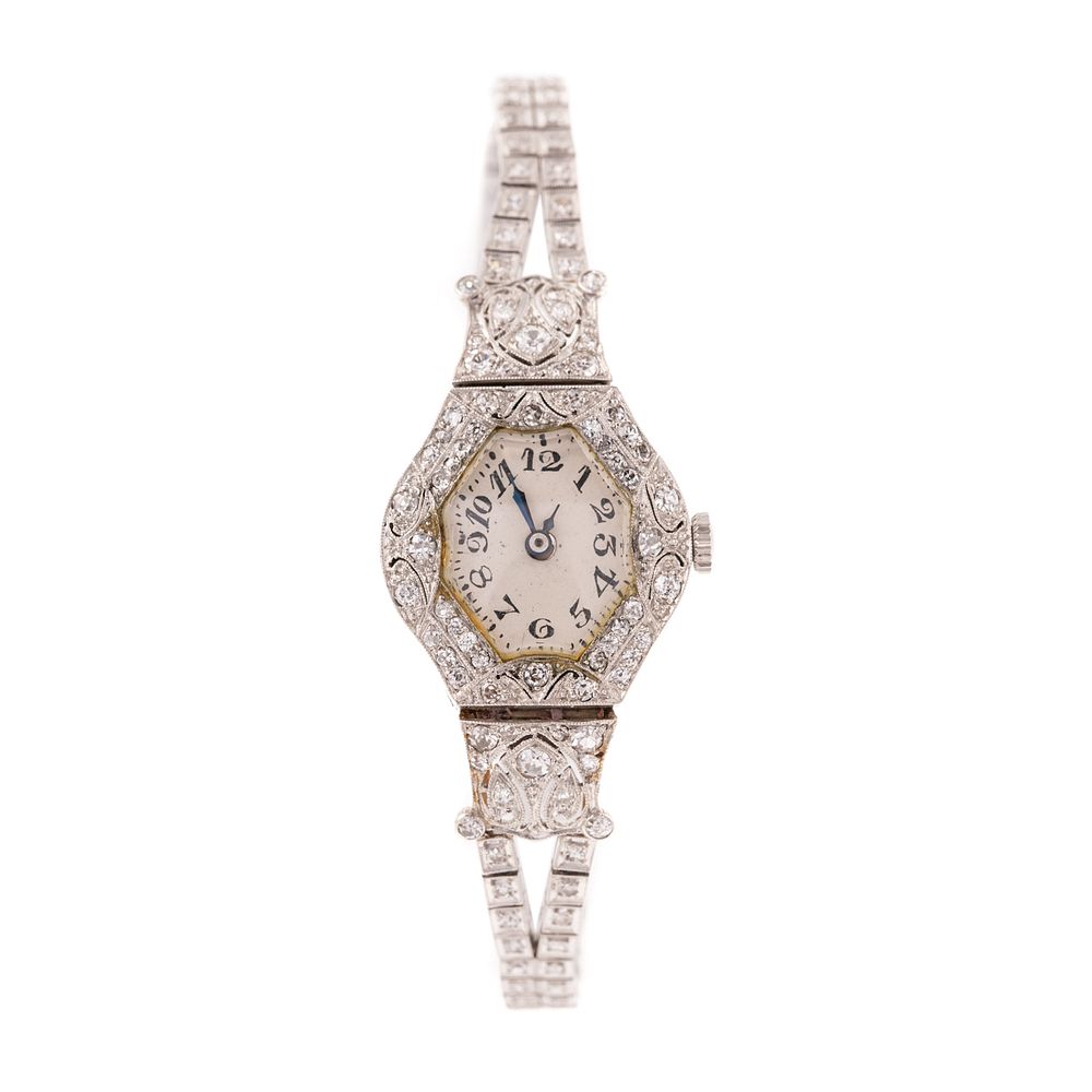 Appraisal: An Art Deco Diamond Cocktail Watch in Platinum c s