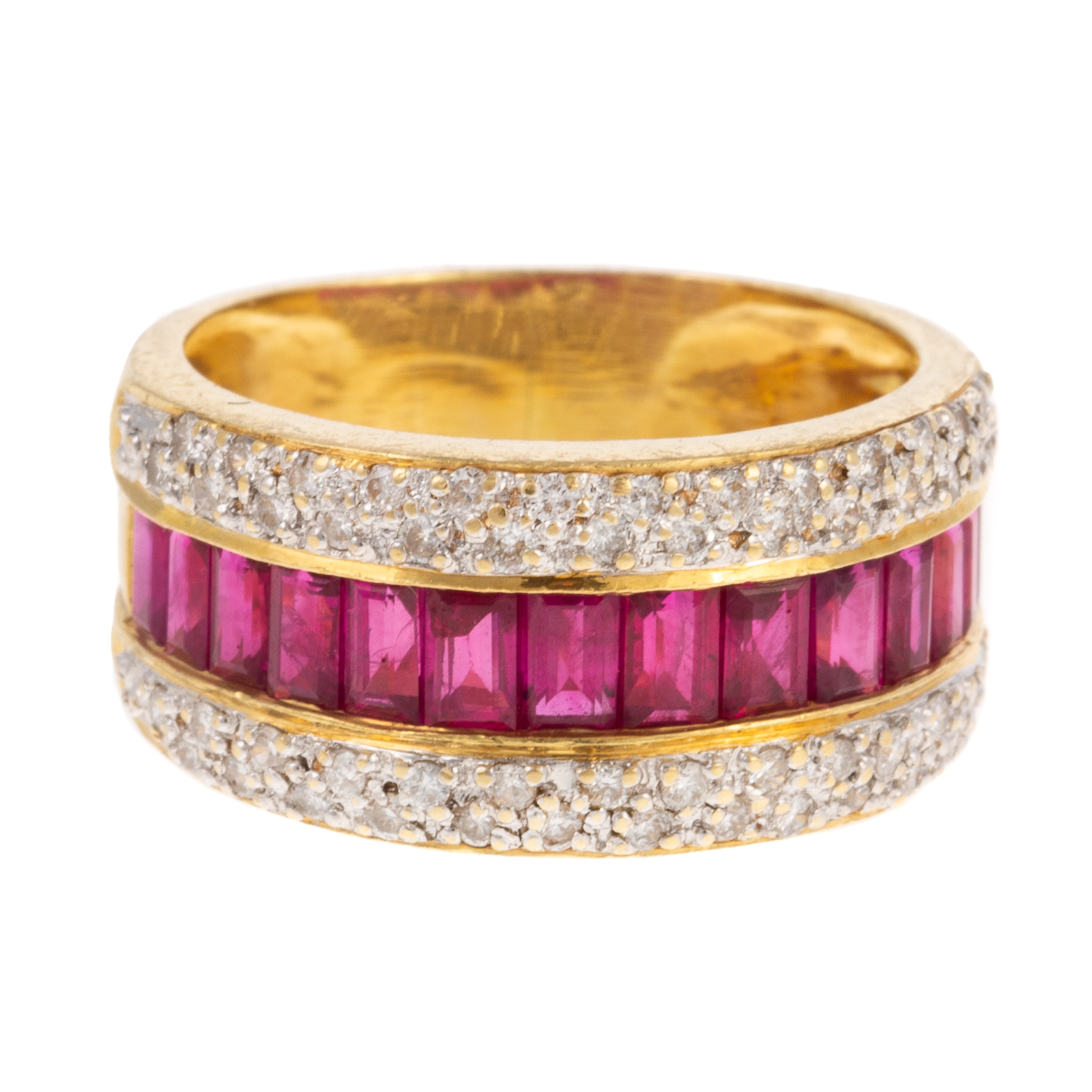 Appraisal: A VERY FINE WIDE RUBY DIAMOND BAND IN K K