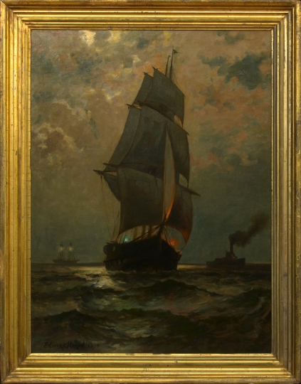 Appraisal: Edward Moran American - Ships Under the Moonlight oil on