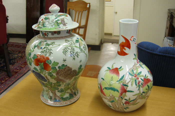 Appraisal: TWO CHINESE HAND ENAMELED PORCELAINS One is a large temple