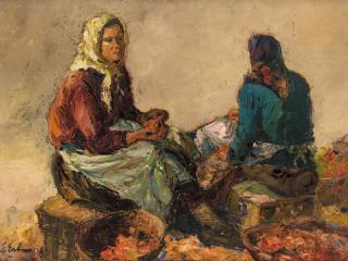 Appraisal: ERNO ERB POLISH - At the Street Market oil on