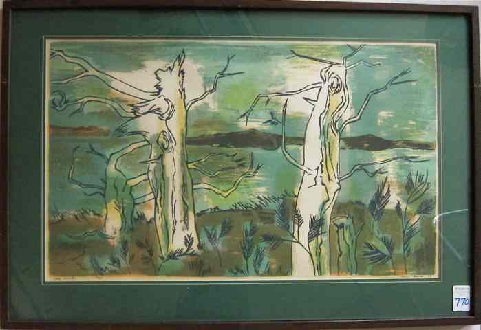 Appraisal: LOUIS D BUNCE ORIGINAL SCREEN PRINT Portland Oregon - ''Lake