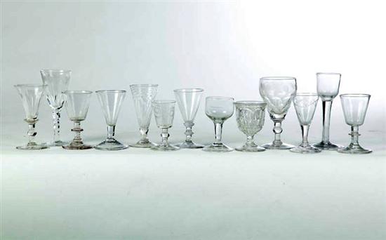 Appraisal: THIRTEEN GLASSES American and European most th century Twelve clear