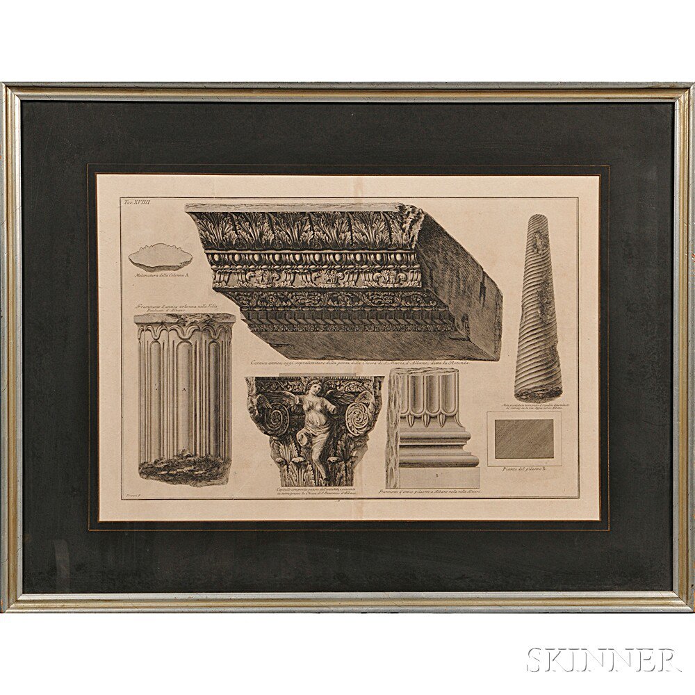 Appraisal: Giovanni Battista Piranesi Italian - Frammenti architettonici Five Architectural Fragments