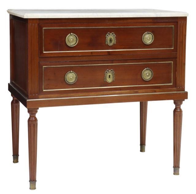 Appraisal: French Louis XVI style marble-top mahogany commode early th c