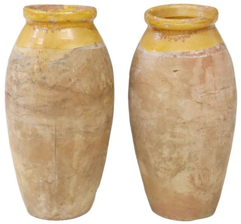 Appraisal: lot of Large French Provincial terracotta olive jars having parcel