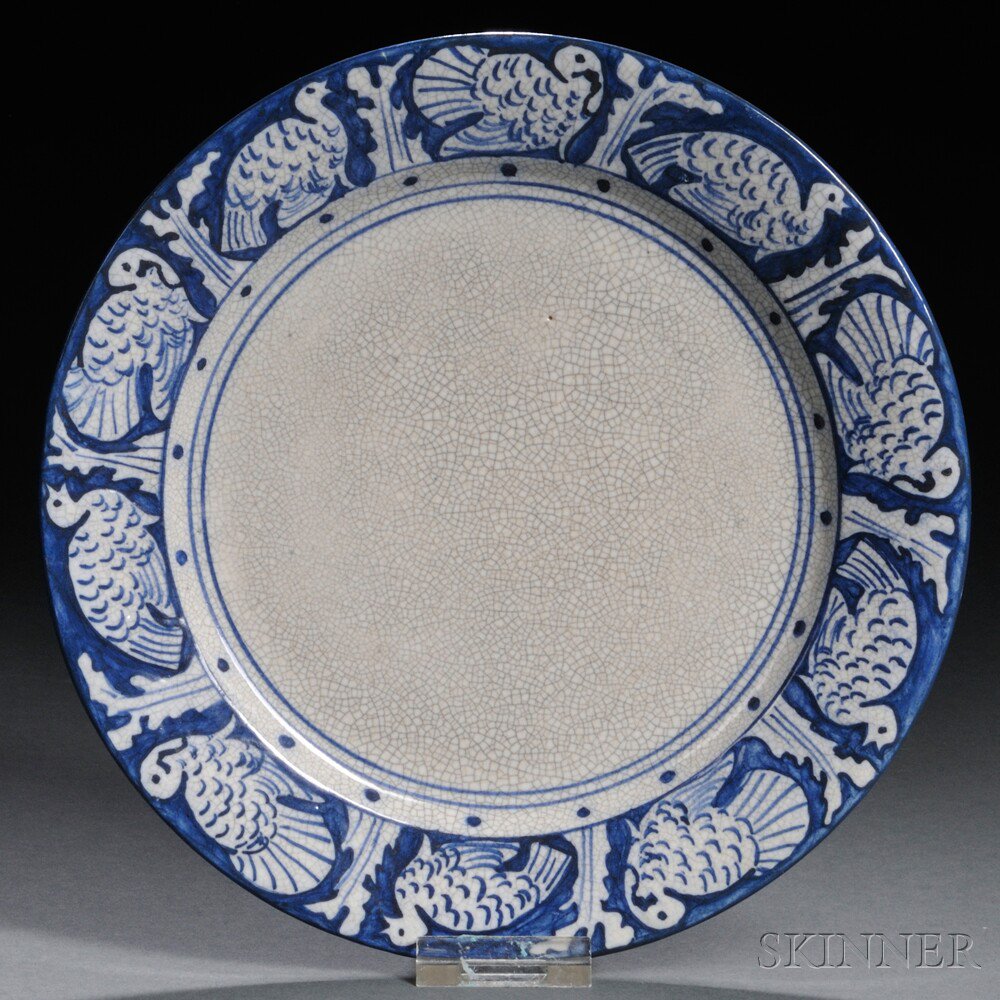 Appraisal: Dedham Pottery Turkey Plate Dedham Massachusetts - Gray crackleware glaze