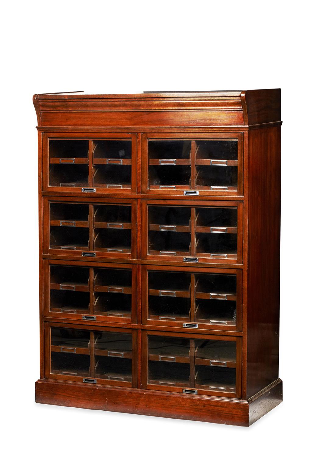 Appraisal: EDWARDIAN MAHOGANY HABERDASHERY CABINET EARLY TH CENTURY the moulded cornice