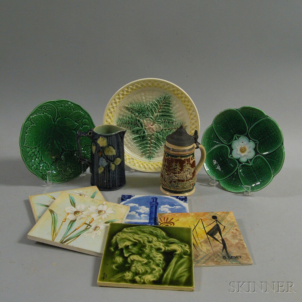 Appraisal: Ten Decorative Majolica and Other Ceramic Items a George Morley