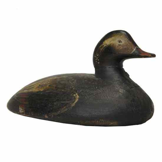 Appraisal: An American New England Painted Wood Black Duck Hen Decoy