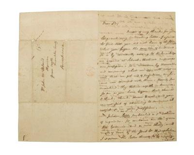 Appraisal: Benjamin Rush autograph letter lines posted to Dr John McClelland