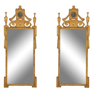 Appraisal: A Pair of Louis XVI Style Giltwood Mirrors th Century